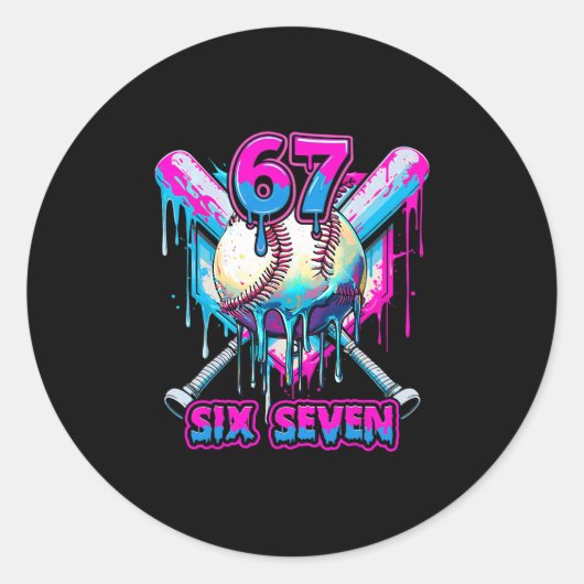Six Seven Eis Drip Gen Alpha Slang 6 7 Trend Runder Aufkleber (Vorderseite)