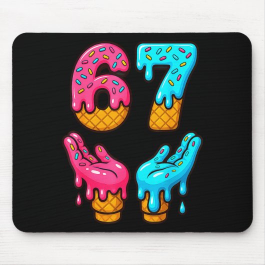 Six Seven Eis-Drip-Meme 67 Lustiges Gen Alpha S Mousepad (Vorne)