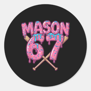 Six Seven Eiscreme-Tropfsport 67 Lustiger Mason-Me Runder Aufkleber