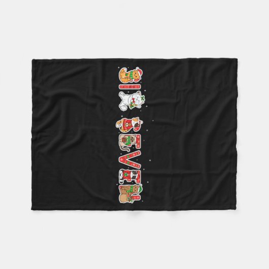 Six Seven Funny Christmas Cats Ugly Sweater 67 Mem Fleecedecke (Vorderseite (Horizontal))