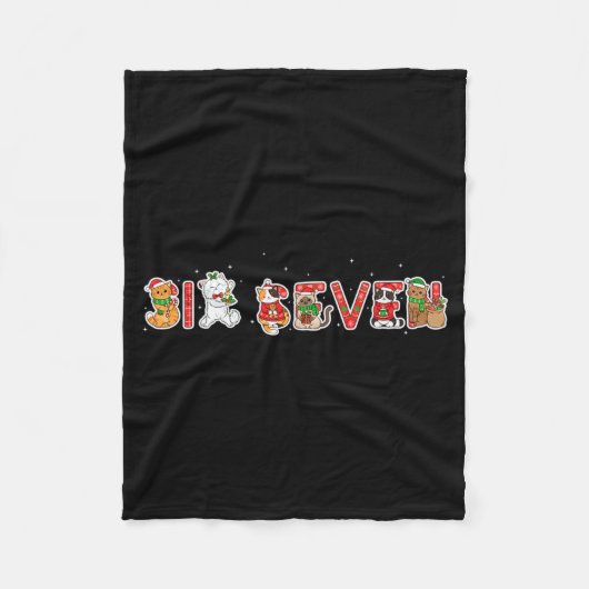 Six Seven Funny Christmas Cats Ugly Sweater 67 Mem Fleecedecke (Vorderseite)