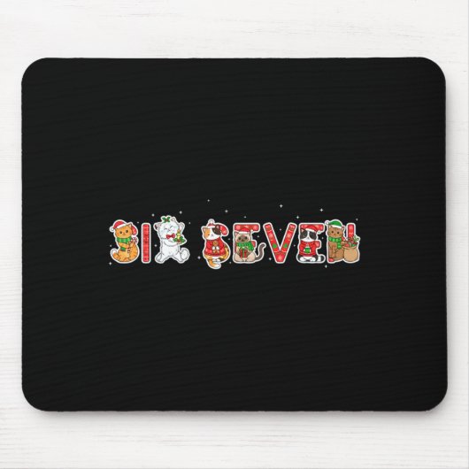 Six Seven Funny Christmas Cats Ugly Sweater 67 Mem Mousepad (Vorne)