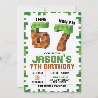 Six Seven Game Birthday Invitation. game Invite Einladung