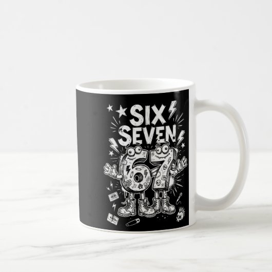 Six Seven Gen Alpha Brain Rot Meme Funny Viral Tre Kaffeetasse (Rechts)
