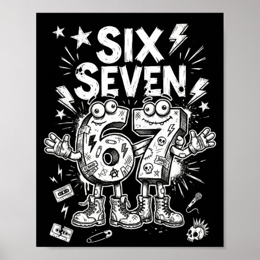 Six Seven Gen Alpha Brain Rot Meme Funny Viral Tre Poster (Vorne)