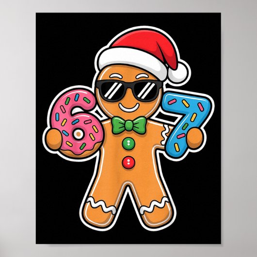 Six Seven Gingerbread 67 Funny Christmas Boys Kids Poster (Vorne)