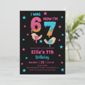 Six Seven Girl Birthday Einladung (Stehend Vorderseite)