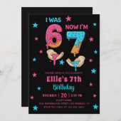 Six Seven Girl Birthday Einladung (Vorne/Hinten)