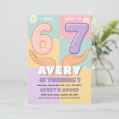 Six Seven Girl Birthday Invitation Einladung (Stehend Vorderseite)