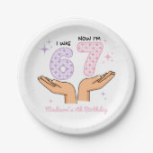 Six Seven Girl Birthday Paper Plate Pappteller (Vorderseite)