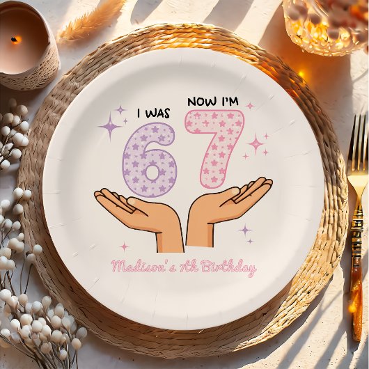 Six Seven Girl Birthday Paper Plate Pappteller