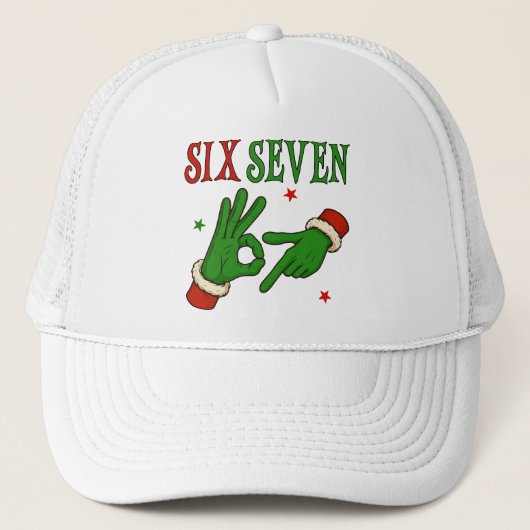 Six Seven Grinch Hand OK Sign Trendy Christmas  Truckerkappe (Vorderseite)