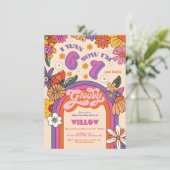 Six Seven Groovy Hippie Birthday Party Einladung (Stehend Vorderseite)