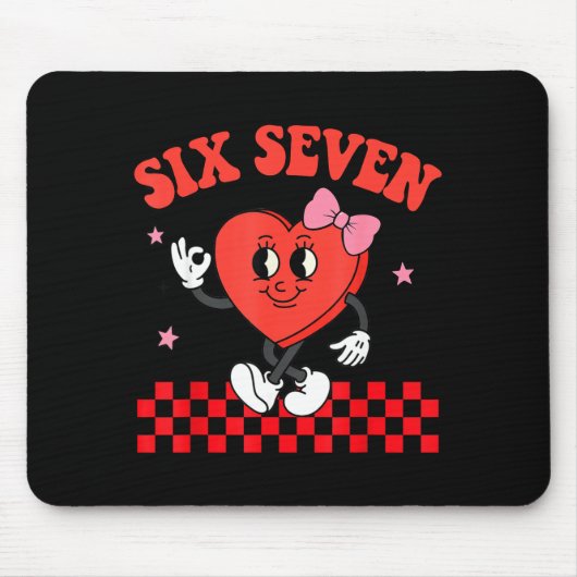 Six Seven Heart 6 7 Meme Boy Girl Funny Valentine Mousepad (Vorne)