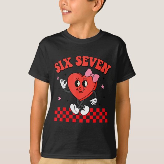 Six Seven Heart 6 7 Meme Boy Girl Funny Valentine T-Shirt (Vorderseite)