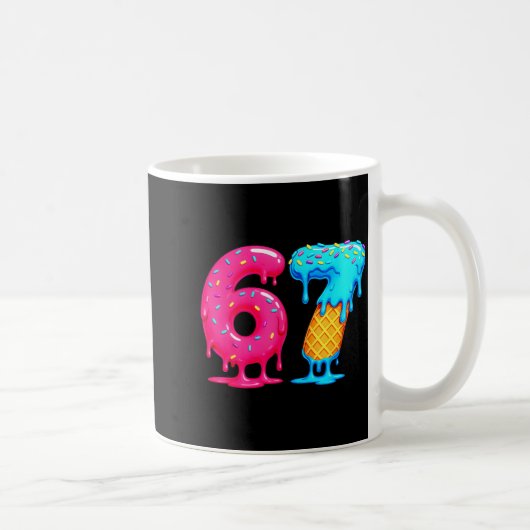 Six Seven Ice Cream Drip Cool Meme 67 Funny Number Kaffeetasse (Rechts)