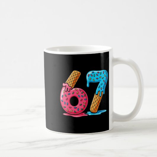 Six Seven Ice Cream Drip Cool Meme 67 Funny Number Kaffeetasse (Rechts)