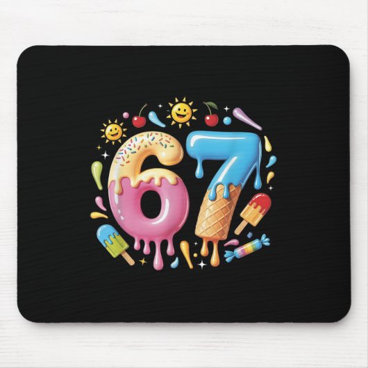 Six Seven Ice Cream Drip Cool Meme 67 Funny Number Mousepad (Vorne)