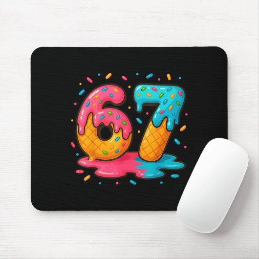 Six Seven Ice Cream Drip Cool Meme 67 Funny Number Mousepad (Mit Mouse)
