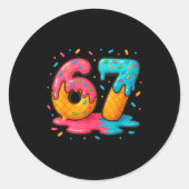 Six Seven Ice Cream Drip Cool Meme 67 Funny Number Runder Aufkleber (Vorderseite)