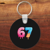 Six Seven Ice Cream Drip Cool Meme 67 Funny Number Schlüsselanhänger (Vorderseite)
