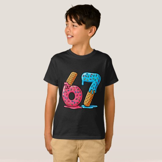 Six Seven Ice Cream Drip Cool Meme 67 Funny Number T-Shirt (Vorne ganz)