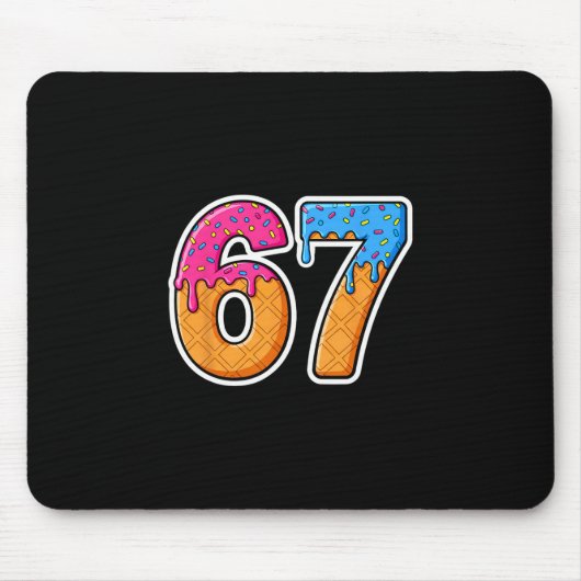 Six Seven Ice Cream Drip Gen Alpha Slang 6 7 Trend Mousepad (Vorne)