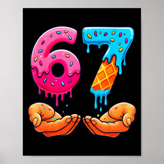 Six Seven Ice Cream Drip Kids Youth Funny 67 Hands Poster (Vorne)
