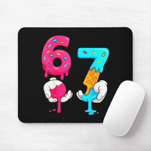 Six Seven Ice Cream Drip Meme 67 Funny Gen Alpha S Mousepad (Mit Mouse)