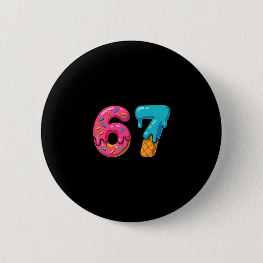 Six Seven Ice Cream Drip Meme 67 Sport Lustiger Tr Button (Vorderseite)