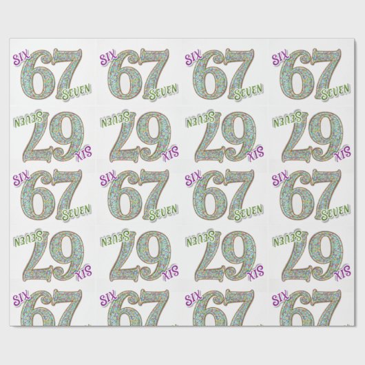 Six Seven, Konfetti Geburtstag Geschenkpapier (Flach)
