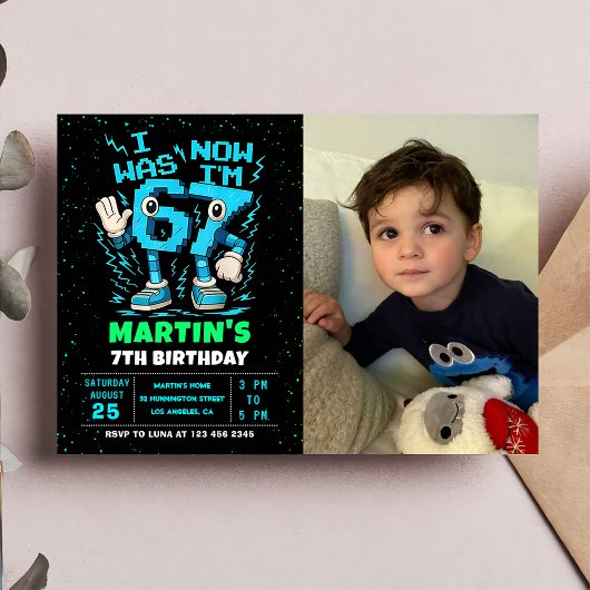 Six Seven Meme 6 7 Birthday Photo Invitation Einladung