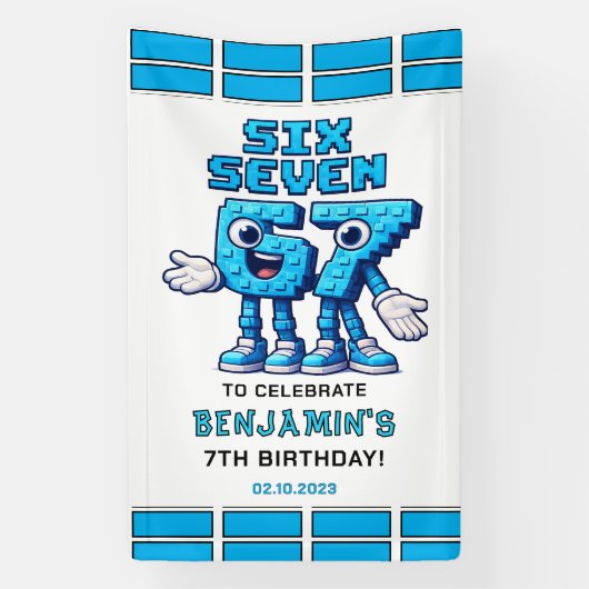 Six Seven Meme 7th Birthday | Funny Trendy Banner (Vertikal)