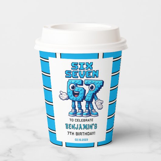 Six Seven Meme 7th Birthday | Funny Trendy Pappbecher (Rückseite)