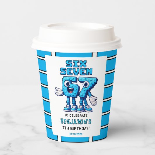 Six Seven Meme 7th Birthday | Funny Trendy Pappbecher (Vorderseite)