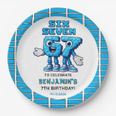 Six Seven Meme 7th Birthday | Funny Trendy Pappteller (Vorderseite)