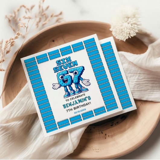 Six Seven Meme 7th Birthday | Funny Trendy Serviette