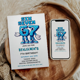 Six Seven Meme 7th Birthday Party | Funny Trendy  Einladung