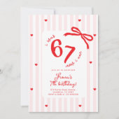 Six Seven Meme 7th Kids Birthday Handdrawn bow Einladung (Vorderseite)