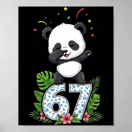 Six Seven Meme Dabbing Baby Panda 67 Funny Gen Z A Poster (Vorne)