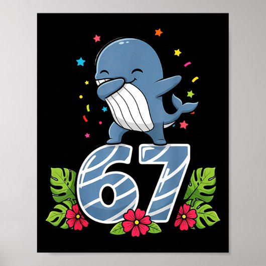 Six Seven Meme Dabbing Baby Whale 67 Funny Gen Z A Poster (Vorne)