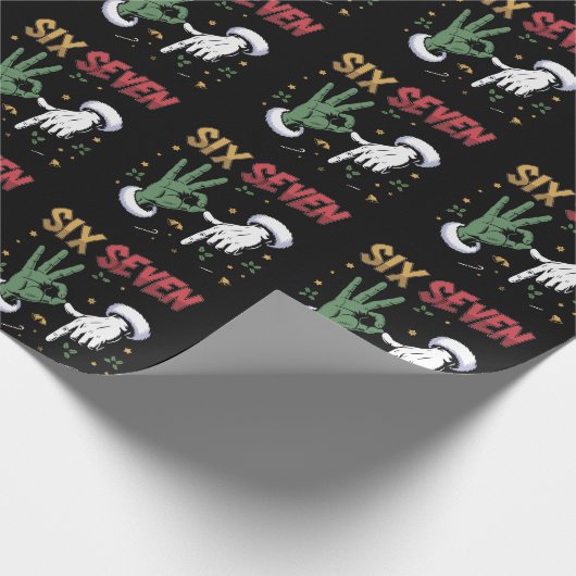 Six Seven Meme Funny Mean Guy Christmas Viral 6 7 Geschenkpapier (Ecke)