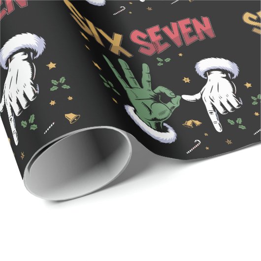 Six Seven Meme Funny Mean Guy Christmas Viral 6 7 Geschenkpapier (Rolleneckpunkt)