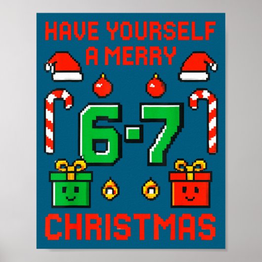 Six Seven Meme Funny Merry 67 Christmas Xmas Pajam Poster (Vorne)