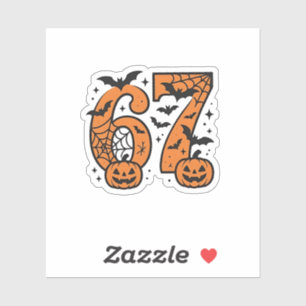 Six Seven Meme Halloween 67 Mason Spooky Aufkleber