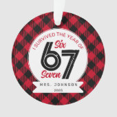 Six Seven Meme Lehrer Karo Weihnachten Ornament (Vorderseite)