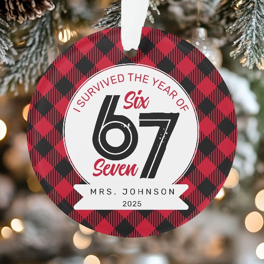 Six Seven Meme Lehrer Karo Weihnachten Ornament