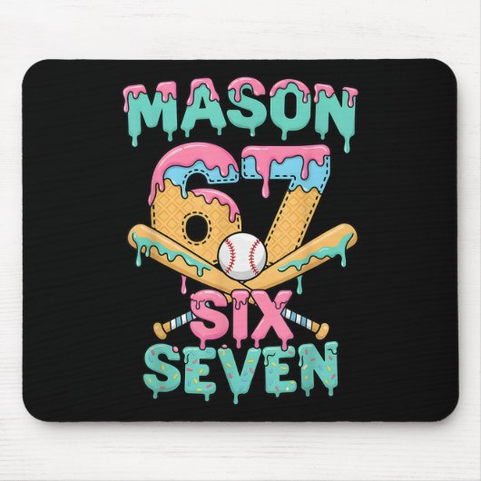 Six Seven Meme Mason Ice Cream Drip Funny Bysebyll Mousepad (Vorne)