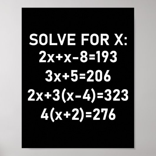 Six Seven Meme Math Algebra Pun Solve For X 67 Bra Poster (Vorne)
