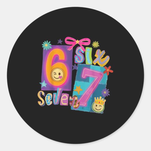 Six Seven Meme Number 67 Player Or 67th Birthday G Runder Aufkleber (Vorderseite)